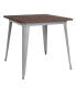 Фото #1 товара Modern 31.5" Square Metal Table With Rustic Wood Top For Indoor Use