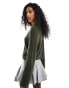 ASOS DESIGN crew neck jumper in rib in khaki