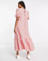 ASOS DESIGN Tall volume maxi smock dress in red mixed gingham