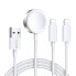 Фото #1 товара 3w1 Kabel przewód USB-A z ładowarka indukcyjną + 2x iPhone Lightning 1.2m biały