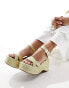 Фото #1 товара South Beach glam heeled metallic espadrille wedges in gold