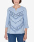 ფოტო #1 პროდუქტის Scottsdale Women's Floral Chevron Beaded Split Neck Top