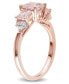 Фото #3 товара Кольцо Macy's Morganite and Diamond Accent 3-Stone Rose Gold