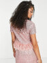 Фото #3 товара Jaded Rose Tall short sleeve t-shirt with faux feather trim in pink sequin co-ord