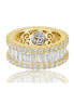 Suzy Levian Sterling Silver Cubic Zirconia White Baguette and Round Wide Eternity Band Ring