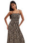 ONLY bow detail smock maxi dress in leopard print