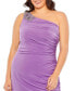 ფოტო #3 პროდუქტის Women's Plus Size Beaded One Shoulder Draped Gown