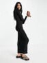 Фото #3 товара ASOS DESIGN square neck long sleeve slinky maxi dress in black