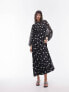 Topshop gathered bust midi dress in mono spot jacquard