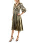 Фото #3 товара Women's 3/4-Sleeve Smocked-Waist Midi Dress