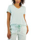 Women's Solid V-Neck Short-Sleeve Sleepwear Top, Created for Macy's