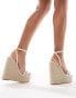 Simmi London Jamaica high espadrille wedges with eyelet buckle detail in cream