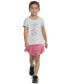 Фото #1 товара Комплект одежды Adidas для девочек "Двухцветная футболка с графическим принтом и скорт"