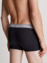 Calvin Klein cotton stretch trunks 3 pack in black with coloured waistband