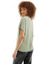 ASOS DESIGN V neck short sleeve top in light khaki