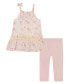 ფოტო #2 პროდუქტის Little Girls Floral Georgette Babydoll Tunic Top and Capri Leggings, 2 Piece Set