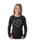 ფოტო #2 პროდუქტის Cat Heart - Girl's Child Word Art Long Sleeve T-Shirt