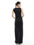 Фото #5 товара Weekday Ira boatneck maxi dress with tie split side in black