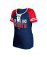 ფოტო #2 პროდუქტის Women's Navy New England Patriots Raglan Lace-Up T-shirt