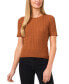 Фото #1 товара Women's Cotton Cable-Knit Short-Sleeve Sweater