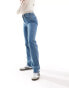 Dr Denim Lexy straight mid waist slim straight leg in pyke mid blue plain wash