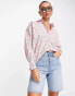 Фото #1 товара Neon Rose oversized dad shirt in pink ditsy floral