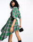 ASOS DESIGN boucle mini smock dress with frayed hem in green check 32 - фото #4