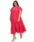 Фото #3 товара Plus Size Tiered Gauze A-Line Maxi Dress