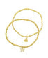 14K Gold-Plated Stretch Bracelet Set with Mini Crystal Initial