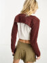 Reclaimed Vintage fluffy knitted shrug in plum