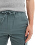 ONLY & SONS pull on linen mix cargo short in teal