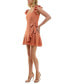 Фото #6 товара Juniors' Ruffle-Sleeve Faux-Wrap Mini Dress