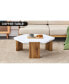 Фото #8 товара Modern MDF Coffee Table with White Top & Wooden Legs