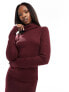 Фото #7 товара ASOS DESIGN heavy rib roll neck midaxi dress in burgundy