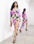 Фото #4 товара ASOS EDITION long sleeve cut out midaxi dress in purple graphic floral