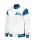 Men's White, Royal Distressed Seattle Seahawks Vintage-Like Satin Full-Snap Varsity Jacket
