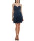 Juniors' Glitter Tulle Sleeveless Fit & Flare Dress Синий, 1 - фото #1