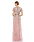 ფოტო #5 პროდუქტის Women's Flutter Sleeve Embellished Plunge Neck A Line Gown