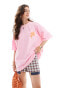 ASOS DESIGN oversized t-shirt with floral back graphic in pink Розовый, S - EU 36-38 - фото #2