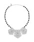 Фото #1 товара 2028 silver-Tone Black beaded Chain Metal Collar 16" Adjustable Necklace