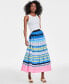 ფოტო #1 პროდუქტის Women's Cotton Multi-Stripe Tiered Maxi Skirt, Created for Macy's