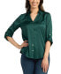 Фото #3 товара Juniors' Satin Roll-Tab-Sleeve Button-Down Blouse