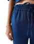 Фото #2 товара Mango denim look tie waist co-ord trousers in blue