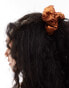 DesignB London puffy satin hair scrunchie in burnt orange