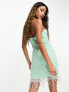 Фото #3 товара Starlet bandeau mini dress with grid embellishment and beaded fringe in mint