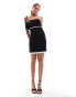 Фото #2 товара Miss Selfridge tailored bandeau double layer bow mini dress in black