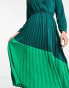 Liquorish midi dress with pleated skirt in contrast green