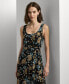 Women's Floral Belted Crepe Sleeveless Dress