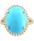 ფოტო #3 პროდუქტის EFFY® Turquoise & Diamond (5/8 ct. t.w.) Halo Ring in 14k Gold