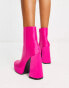 Фото #4 товара New Look satin platform heeled boots in pink